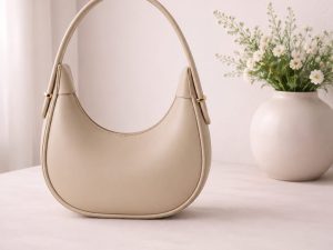 Half Moon Shoulder Bag Minimalist Elegant Handbag for Women- Pink