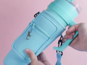 Tumbler Bag - Portable Water Bottle Carrier Sleeve With Adjustable Shoulder Strap Protective Pouch Bag For Hiking Travel Outdoor Use (Random Color)