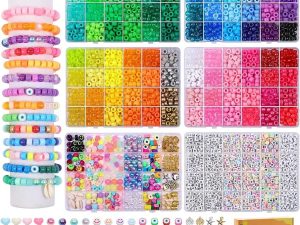 4000PCS Pony Beads Friendship Bracelet Making Kit – 96 Colors DIY Jewelry Craft Set with Letter Beads & Charms - Random Color