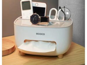 Ecoco Tissue Box With Multifunctional Storage Drawer Creative Desk Organizer For Kitchen Living Room And Office