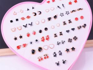 36 Pairs Of Random Beautiful Ear studs Silicon Back With Back Stopper