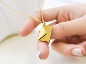 Love Letter Envelop Pendent For Girls - Golden Color