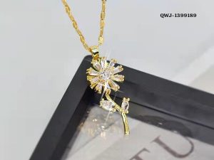 Flower Rotation Pendant Necklace – Golden | Premium China Quality | QWJ-189
