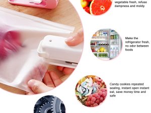 Portable Mini Sealer Home Heat Bag Plastic Food Snacks Bag Sealing Machine Food Packaging Kitchen Storage Bag Clips (Random Color)
