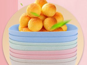 Plate Set Pack of 10 – Plastic Split Bone Dish Plates with Holder | Durable Serving Plates (Random Colors)