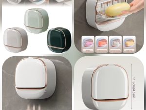 1PC Soap Box Wall Mounted Light Luxury Soap Holder Punch Free Drain Laundry Soap Box Easy Cleaning | Random Colour