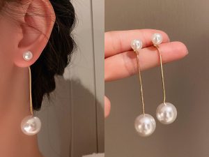 Elegant Pearl Hanging Korean Earrings