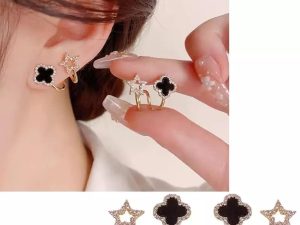 Sparkling Clover Star Earrings