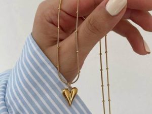 Ball Chain Heart Korean Pendant