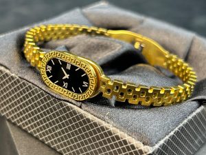 Fake Watch Handcuff Bracelet for Women – Stylish Gold Wrist Watch - QTX-184